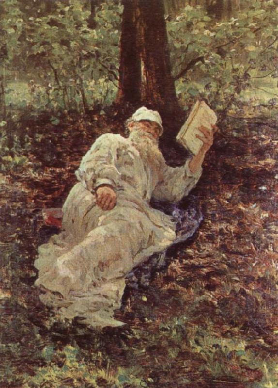 llya Yefimovich Repin Tolstoy Resting in the Wood Spain oil painting art